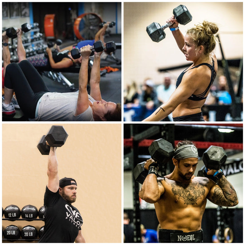 Load image into Gallery viewer, Valor Fitness - Rubber Coated Hex Dumbbells (3-70lbs)
