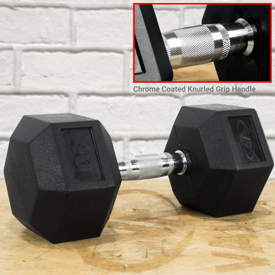 Valor Fitness - Rubber Coated Hex Dumbbells (3-70lbs)