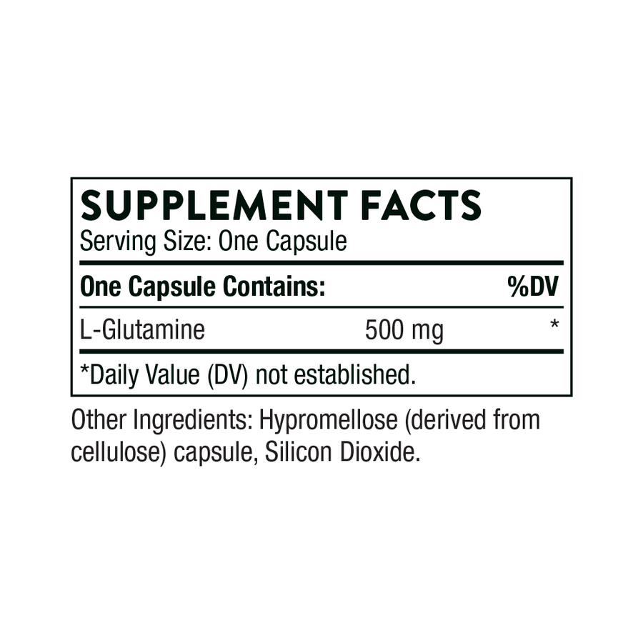 Thorne - L-Glutamine nutrition facts label