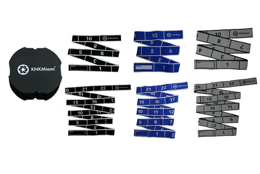 KNKMiami - Circular Yoga Block + 6 Stretch Bands Bundle (12 & 24-Loop)