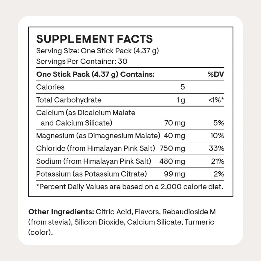 Thorne - Daily Electrolytes - Mango Limeade nutrition facts label