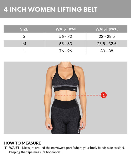Gorilla Wear 4-inch Women Lifting Belt - Black/White