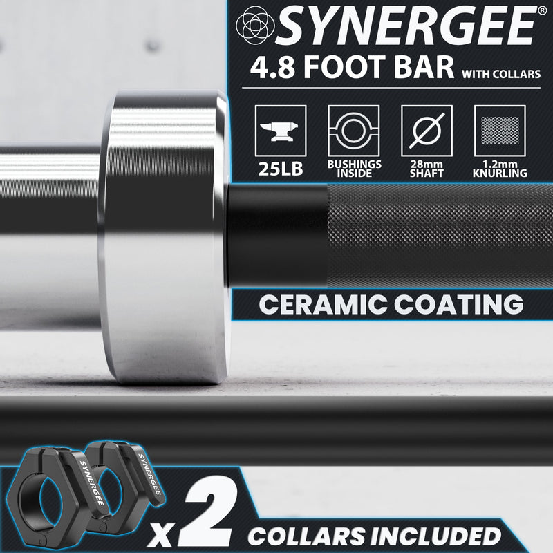 Load image into Gallery viewer, Synergee - 20 lb / 25 lb Olympic Barbell (4 ft / 4'8")
