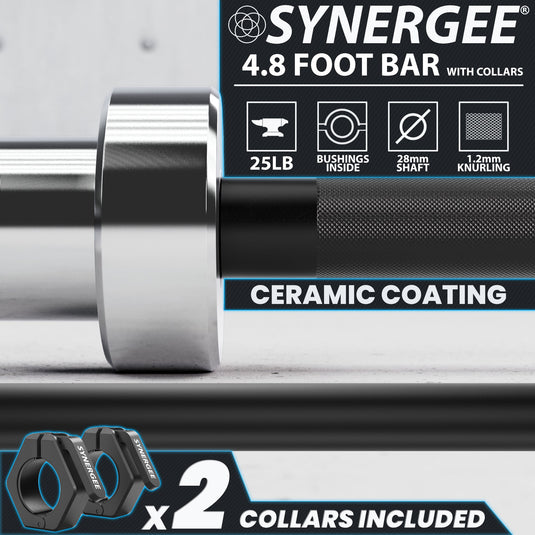 Synergee - 20 lb / 25 lb Olympic Barbell (4 ft / 4'8")