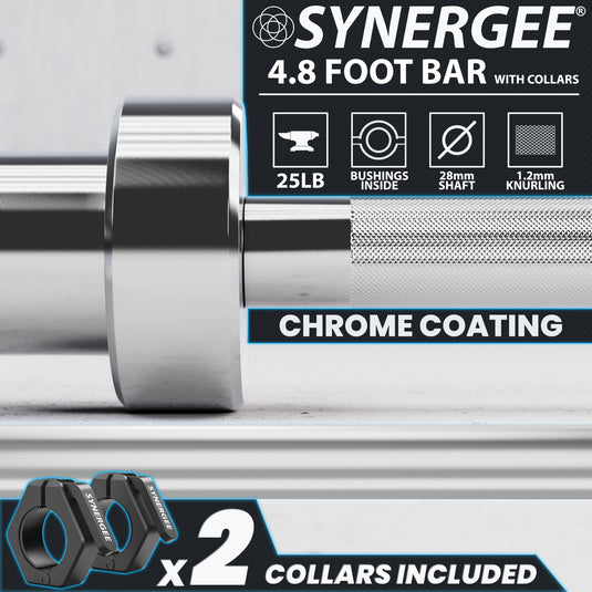 Synergee - 20 lb / 25 lb Olympic Barbell (4 ft / 4'8")