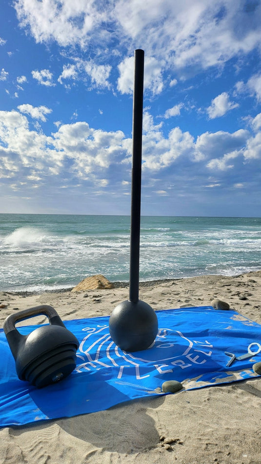 SoCal Kettlebellz - 12–32 kg (26–71 lb) Adjustable Kettlebell/Mace System – Powder-Coated Cast-Iron – Black