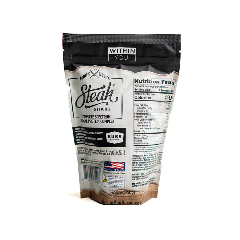 Load image into Gallery viewer, 5 Serving Travel Size - Mark Bell&#39;s Steak Shake® - Complete Spectrum Animal Protein Powder Complex

