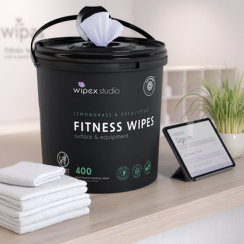 Load image into Gallery viewer, Wipex Co. - 400ct Natural Gym Wipes for Fitness Equipment | Portable Dispensing Bucket or Refill | Plant-Based
