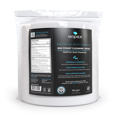 Wipex Co. - Antibacterial Bulk Gym Wipes Refill Roll 800ct | Skin-Safe 98.9% Natural Formula | Biodegradable Cloth