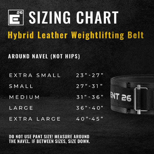Sizing Chart Hybrid Leather Weightlifting Belt 