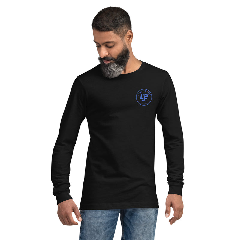 Load image into Gallery viewer, Black Long Sleeve LF Blue Circle Logo Tee
