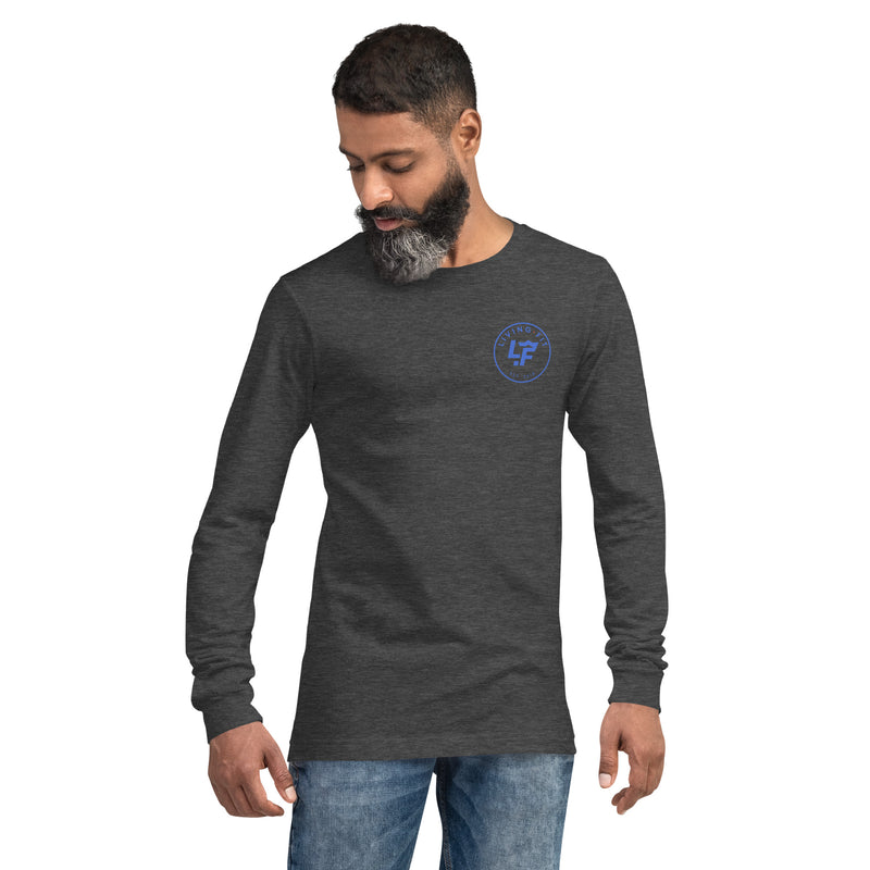 Load image into Gallery viewer, Dark  Grey Long Sleeve LF Blue Circle Logo Tee
