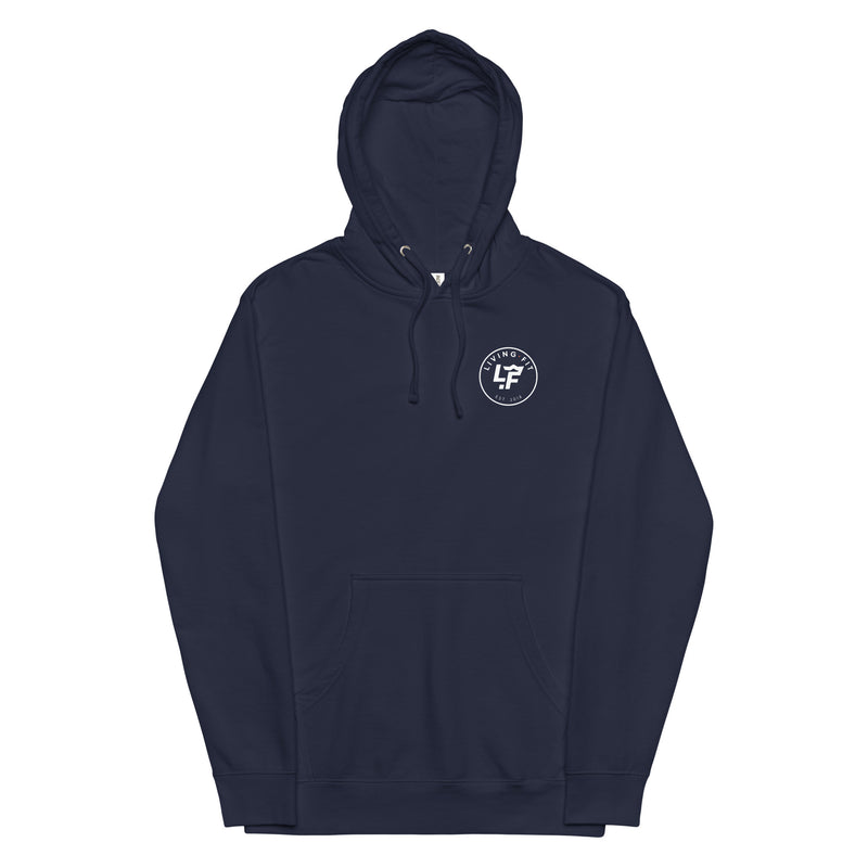Load image into Gallery viewer, Blue Hoodie White Circle Logo
