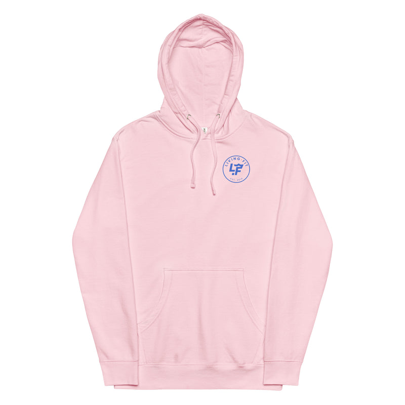 Load image into Gallery viewer, Pink LF Hoodie Blue Circle Logo
