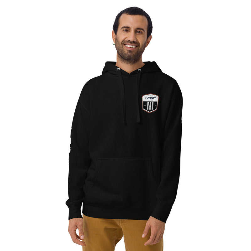 Load image into Gallery viewer, LVNGFT Battle Rope Badge Hoodie
